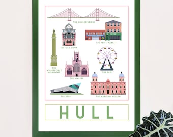 Hull Landmarks Travel Poster