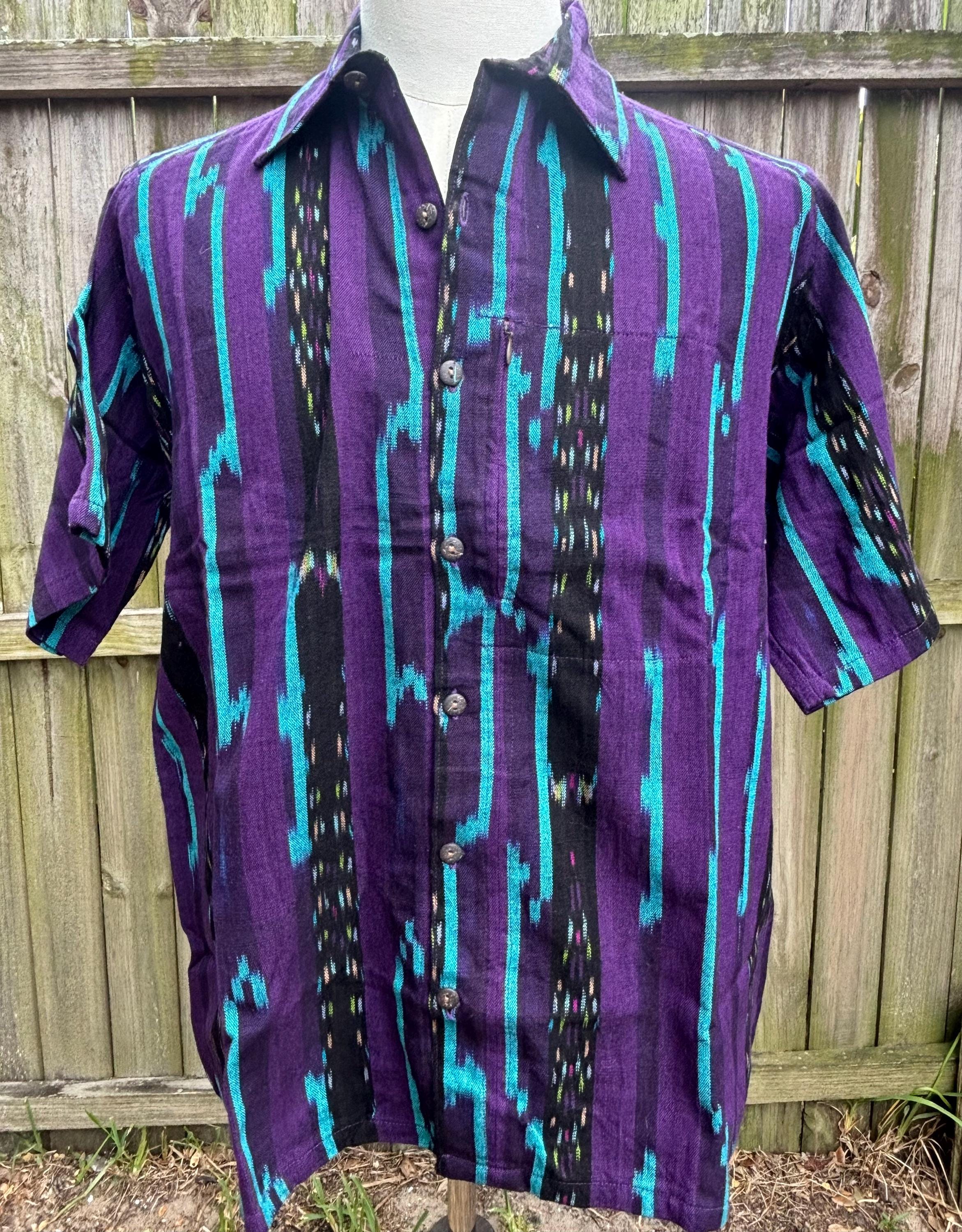 Guatemalan cotton button down full size men shirt XL