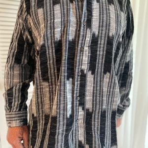 Black & White hand woven cotton long sleeve shirt XXL