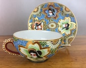 Dragonware Satsuma Lithophane Cup and Saucer