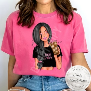 Boss Vibes Iced Coffee Shirt - Girl Boss Graphic Tee
