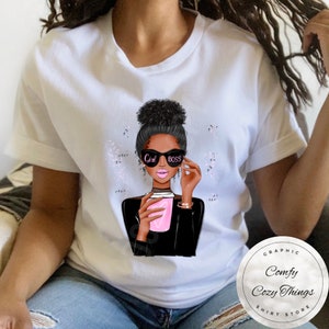 Woman of Color Girl Boss T-Shirt: Messy Bun Boss Babe