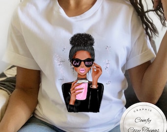 Camiseta Mulher de Cor Garota Chefe: Coque Desarrumado Chefe Babe