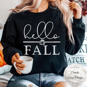 Chemise citrouille Hello Fall : t-shirt d&#39;automne en coton doux