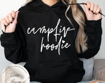 Sudadera con capucha Campfire: Camiseta estampada para acampar