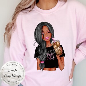 Boss Vibes Woman of Color T-Shirt: Iced Coffee Graphic Tee