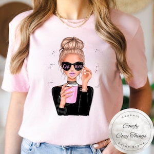 Blonde Girl Boss Graphic Tee: Messy Bun Design