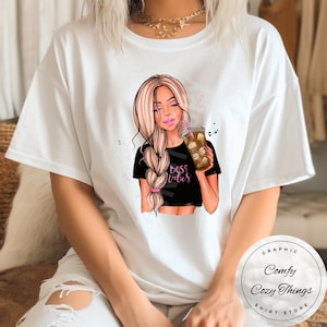 Blonde Hair Boss Vibes Shirt: Iced Coffee Graphic Tee