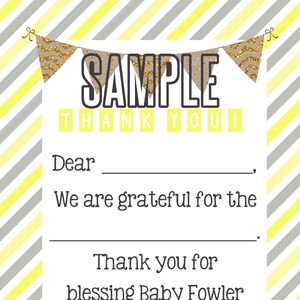 Baby Shower Dankeskarte, 4x6 Dankeskarte, Füllbare Dankeskarte, Dankeskarte, Baby Dankeskarte