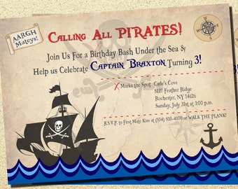 Pirate Party, Pirate Invitations, Pirate Birthday Invitations, Pirate Birthday Party, Pirate Birthday, Pirate Ship, Digital, Printable
