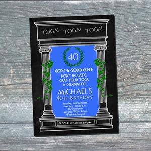 Toga Party Invitation, Toga Invitation, Toga Birthday Invitation, 40th Birthday Invitation, 30th Birthday, 50th Birthday, Digital Printable