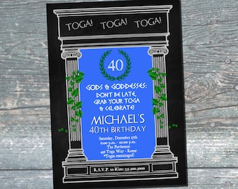 Toga Party Invitation, Toga Invitation, Toga Birthday Invitation, 40th Birthday Invitation, 30th Birthday, 50th Birthday, Digital Printable