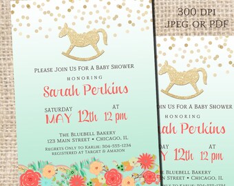 Rocking Horse Invitation, Rocking Horse Baby Shower Invitation, Baby Shower Invitations, Rocking Horse Shower, Digital Printable Invitation