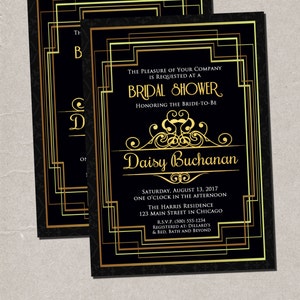 Art Deco Invitation, Art Deco Shower Invitation, Great Gatsby Invitation, Roaring 20s Invitation, Bridal Shower Invitation, Digital Print