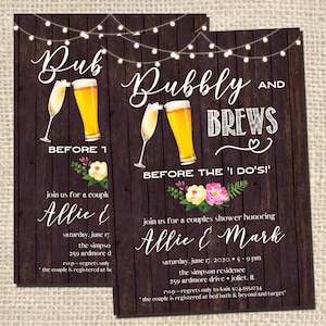 Bubbly & Brews Invitation, Bubbles and Brews Invitation, Couples Shower Invitation, Bubbly and Brews Couples Shower Invitation, Digital File