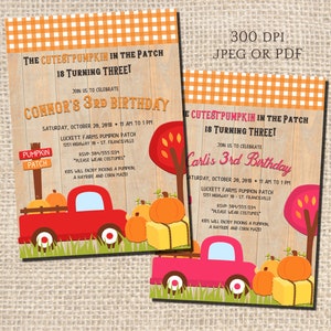 Pumpkin Patch Invitations, Pumpkin Patch Birthday Invitations, Pumpkin Patch Party Invitations, Pumpkin Birthday Invitations, Digital Invite