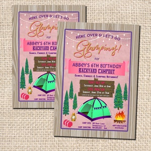Glamping Invitation, Glamping Party Invitation, Glamping Birthday Invitation, Camp Out Invitation, Digital Printable Invitation