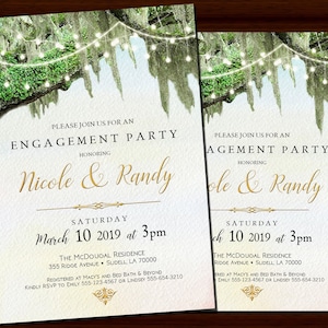 Engagement Party Invitations, Southern Invitations, Oak Tree with Moss, Bayou Invitations, Louisiana Invitations, Couples Shower, Digital
