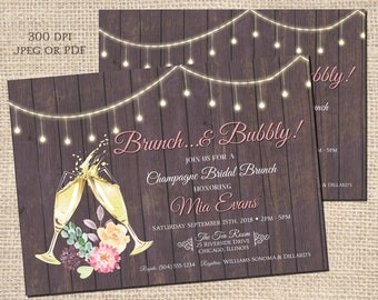 Brunch and Bubbly Invitation, Bubbly and Brunch Invitation, Brunch & Bubbly, Champagne Bridal Shower, Champagne Bridal Brunch,