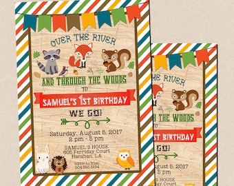 Woodland Animals Invitation, Woodland Animals Birthday Invitation, Woodland Animals Shower Invitation, Digital Printable Invitation