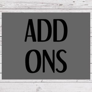 ADD ONS Request - Koop deze aanbieding als je 2 van de volgende wilt: favor tags, thank you cards, tent cards, labels