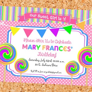 Lollipop Invitation, Candy Invitation, Candyland Invitation, Lollipop Party Invitation, Lollipop Birthday Party, Digital Printable
