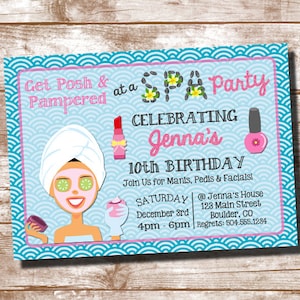 Spa Party Invitation, Spa Birthday Invitation, Spa Invitation, Spa Theme Invitation, Spa Birthday Party Invitation, Digital Printable