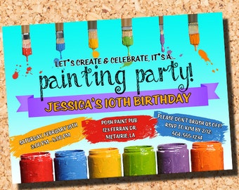 Paint Party Invitation, Painting Party Invitation, Paint Party Birthday Invitation, Painting Party Birthday Invitation, Digital Printable