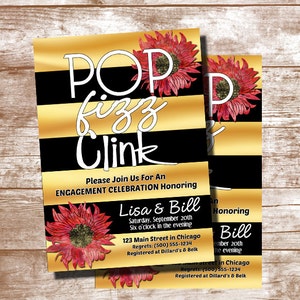Pop Fizz Clink Invitation, Bridal Shower Invitation, Engagement Party Invitation, Bachelorette Party Invitation, Digital Printable
