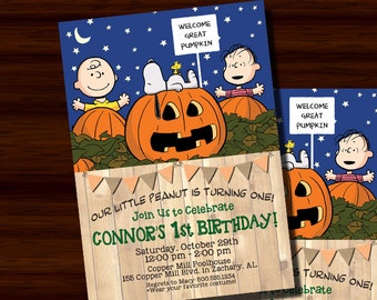 Great Pumpkin Invitation, Charlie Brown Great Pumpkin Invitation, First Birthday Invitation, 1st Birthday, Peanuts Invitation, Printable
