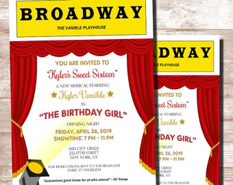 Broadway Invitation, Broadway Birthday Invitation, Broadway Theme Invitation, Broadway Night Invitation, Digital Printable Invitation