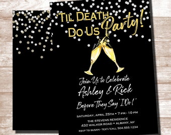 Til Death Do Us Party Invitations, Engagement Party Invitations, Wedding Shower Invitations, Couples Shower Invitations, Digital Printable