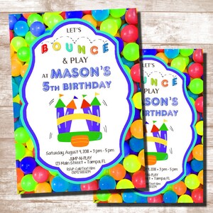 Bounce House Invitations, Colorful Bounce House Invitations, Bounce Party, Bounce House Birthday Invitations, Digital Printable Invitation