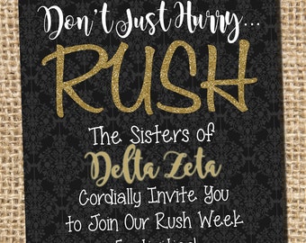 Sorority Rush, Sorority Rush Invitation, Sorority Rush Flyer, Sorority Rush Poster, Sorority Bid Day, Sorority Flyer, Invitation, Greek