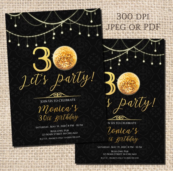 Inviti per il 30 compleanno, inviti per il 40 compleanno, inviti al 50  compleanno, inviti per il 60 compleanno, inviti stampabili digitali -   Italia