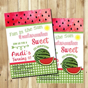 Watermelon Invitation, Watermelon Birthday Invitation, Watermelon Sweet Celebration, Summer Party Invitation, Digital Printable