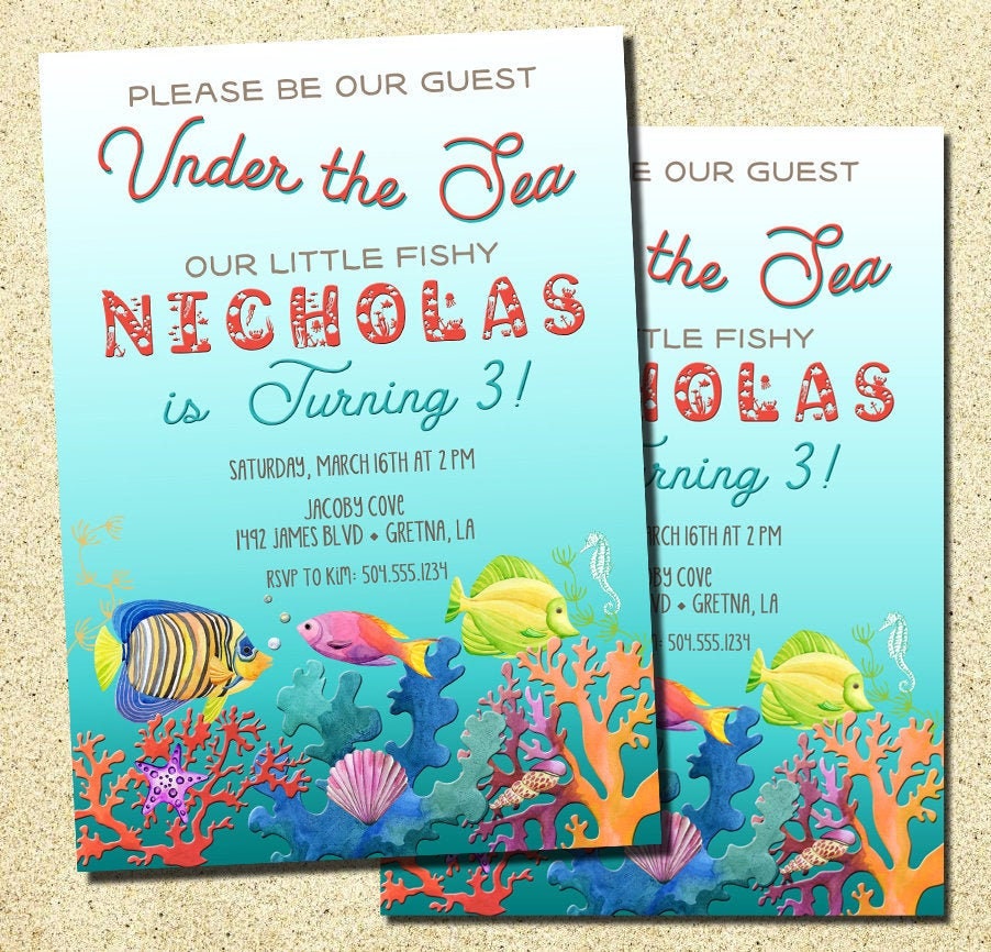 Under the Sea Invitations Under the Sea Birthday Invitations Etsy
