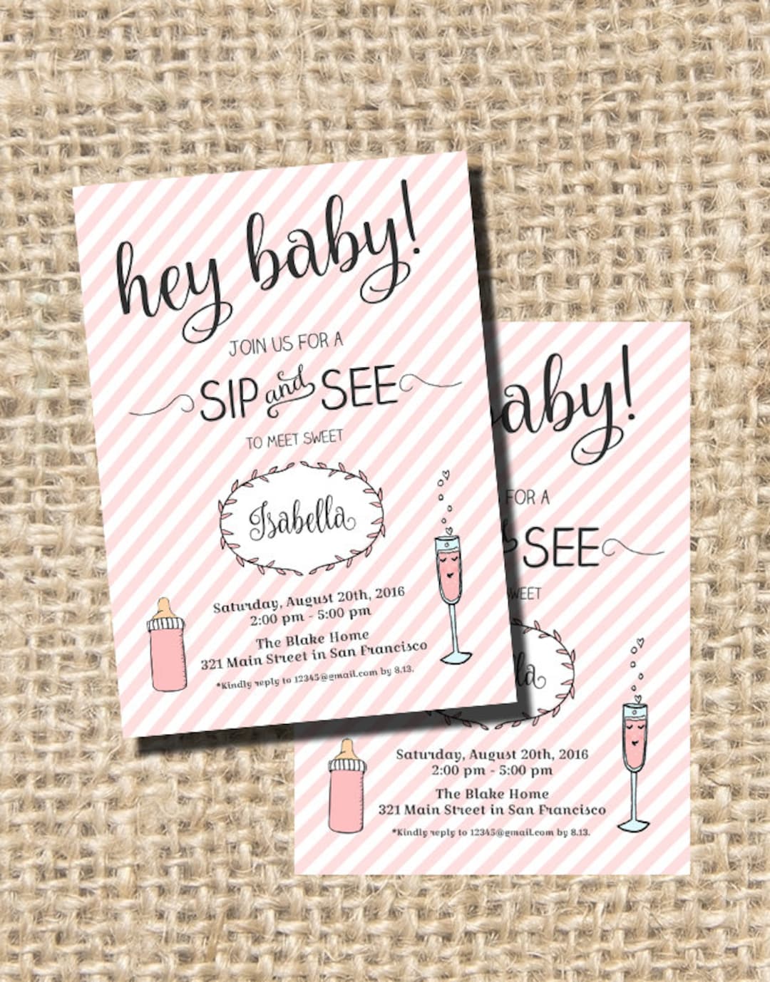 Baby Shower Invitations, Sip and See Invitations, Sip and See Baby