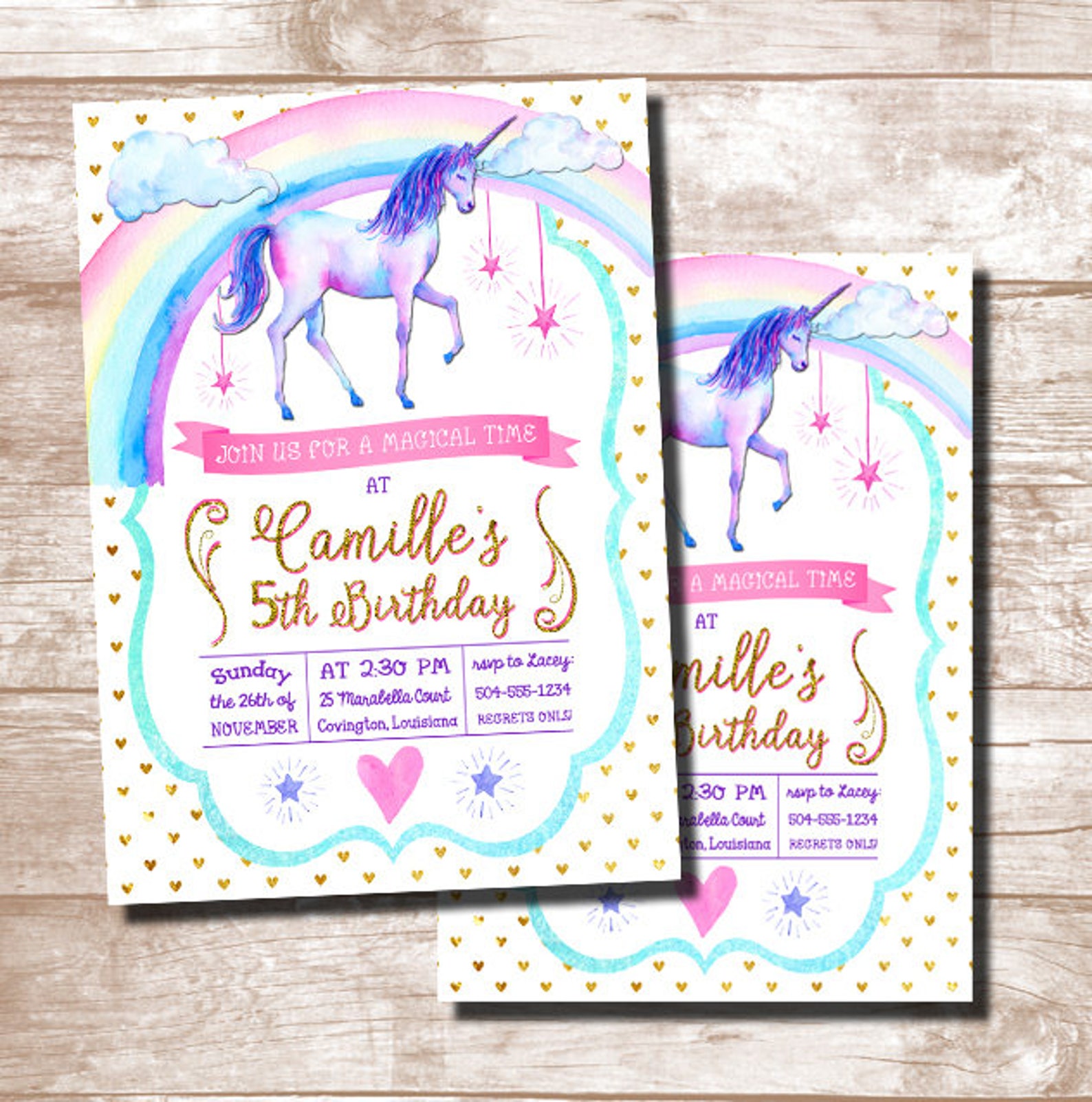 Unicorn Invitation Unicorn Birthday Invitation Unicorns Etsy