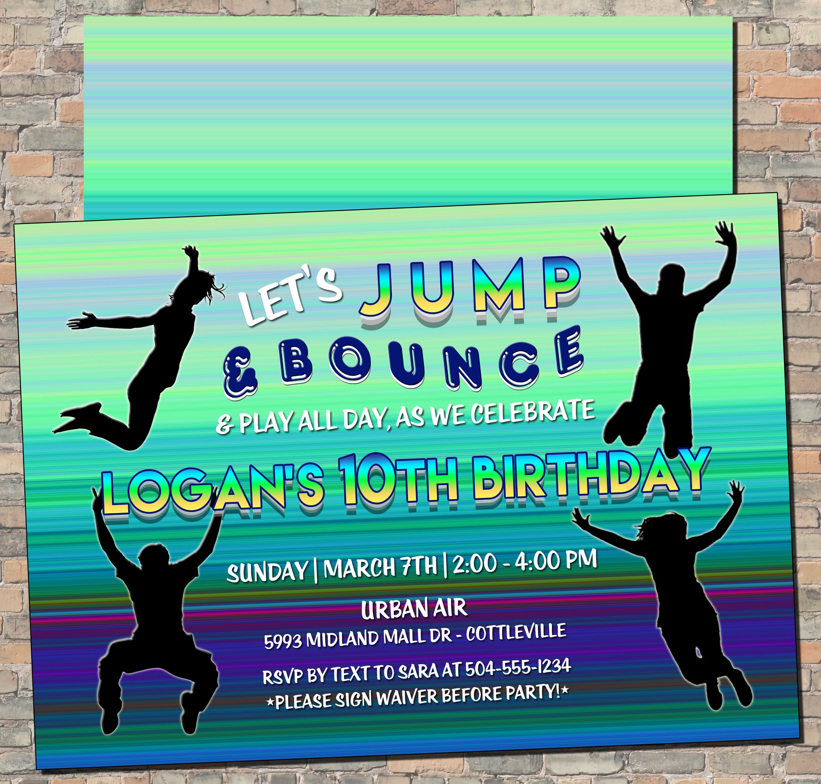 Trampoline Invitation Trampoline Park Invitation Trampoline Etsy UK
