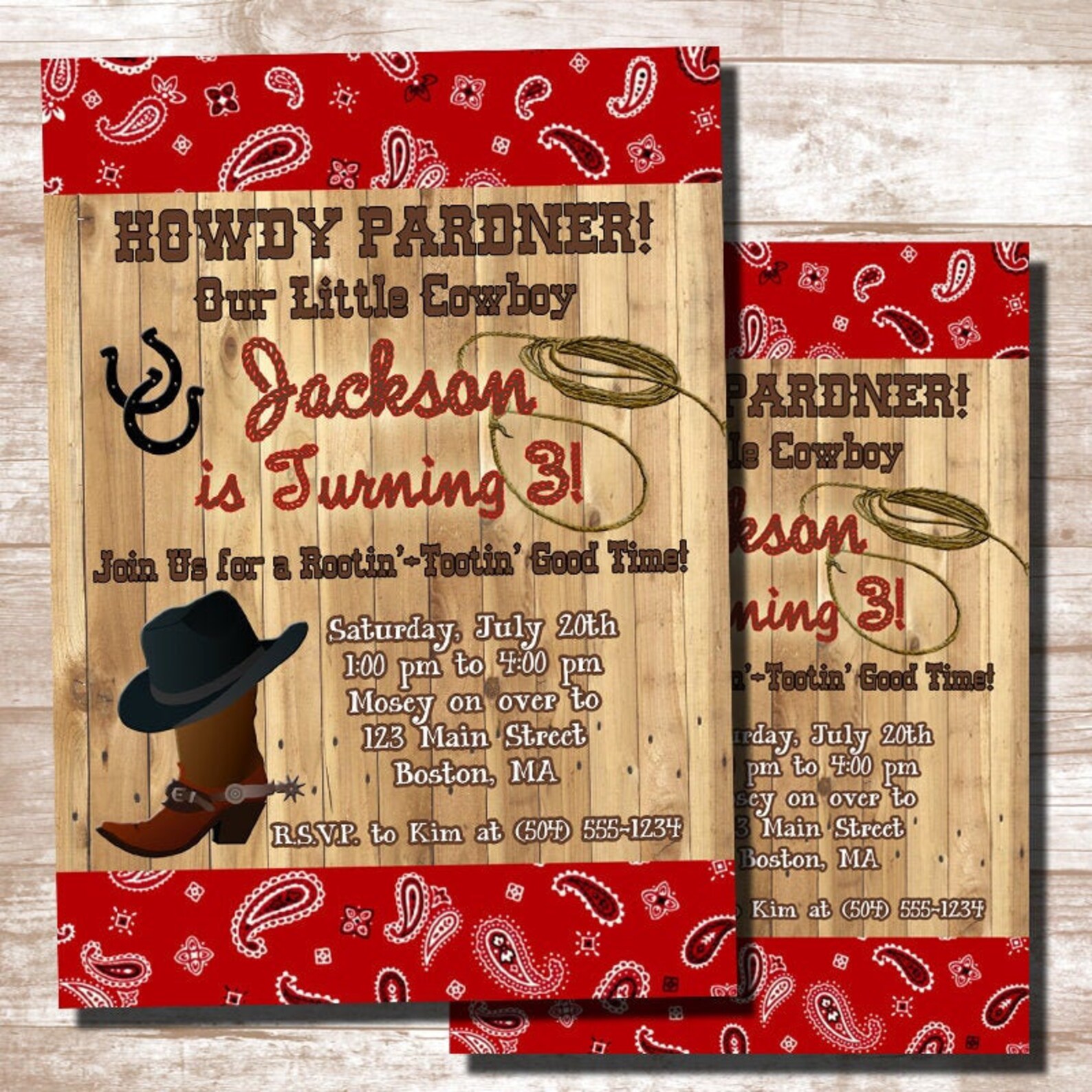 Cowboy Birthday Invitations Cowboy Birthday Party Cowboy Etsy
