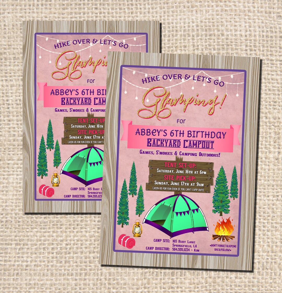 Glamping Invitation, Glamping Party Invitation, Glamping Birthday ...