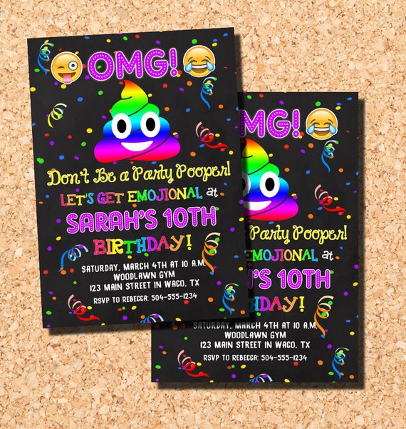 emoji invitations emoji birthday invitations poop emoji etsy emoji birthday invitations