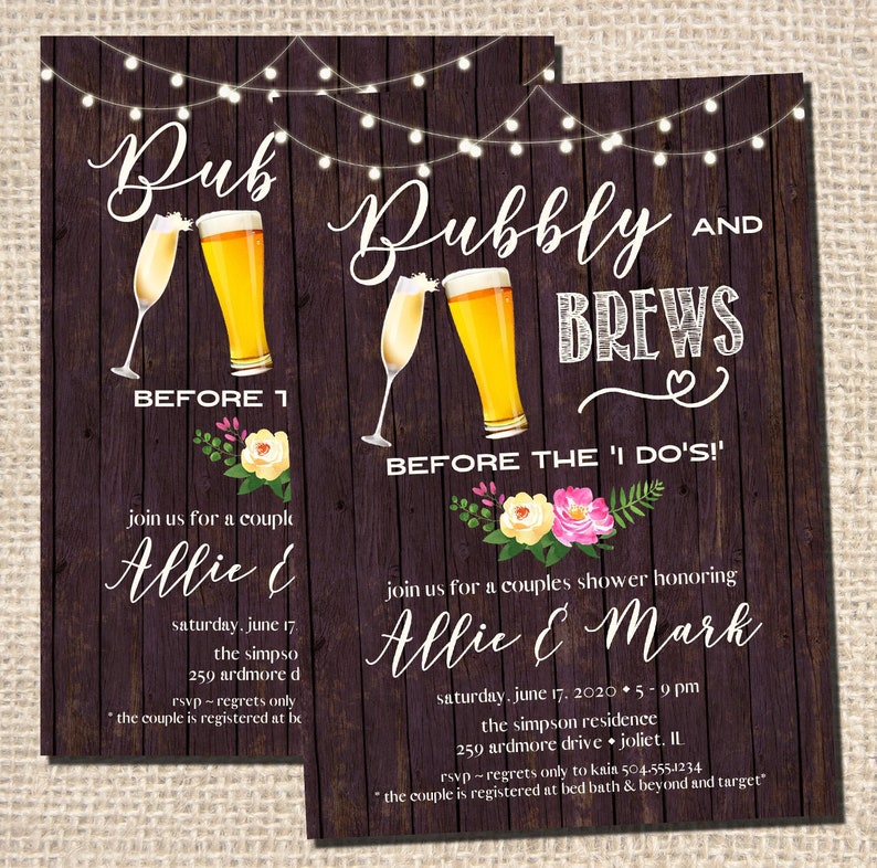 Bubbly & Brews Invitation Bubbles and Brews Invitation Etsy