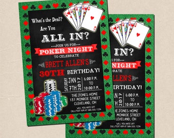 Poker Party Invitation, Poker Birthday Invitation, Poker Night Invitation, Poker Theme Invitation, Digital Printable Invitation