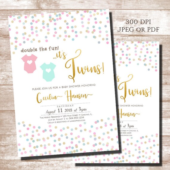 Twins Baby Shower Invitations Baby Shower Invitations Twin Etsy