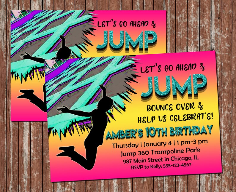 Trampoline Invitation Trampoline Park Invitation Trampoline Etsy