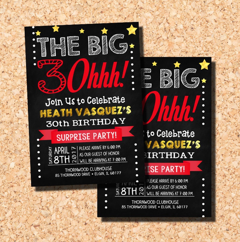 30th Birthday Invitation 30th Birthday Party Invitation Etsy