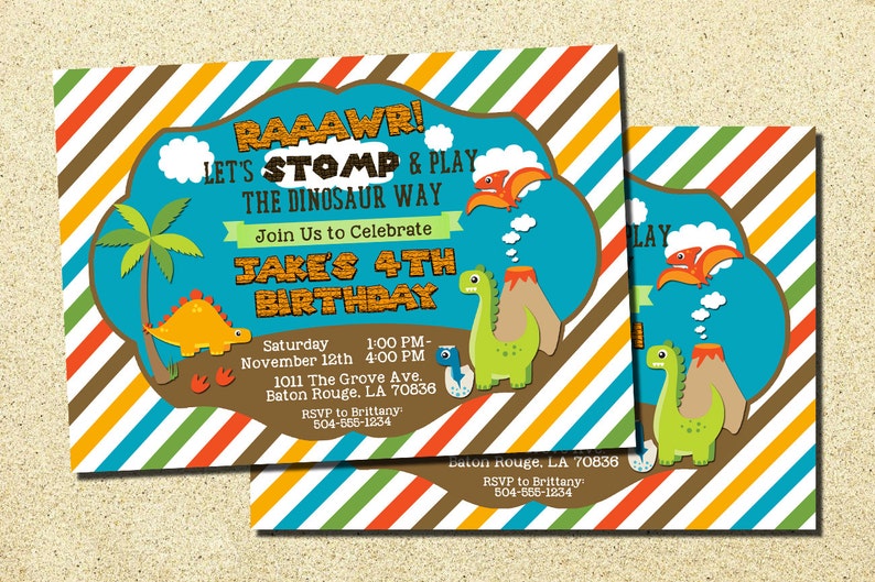 Dinosaur Invitations Dinosaur Birthday Invitations Dinosaur Etsy
