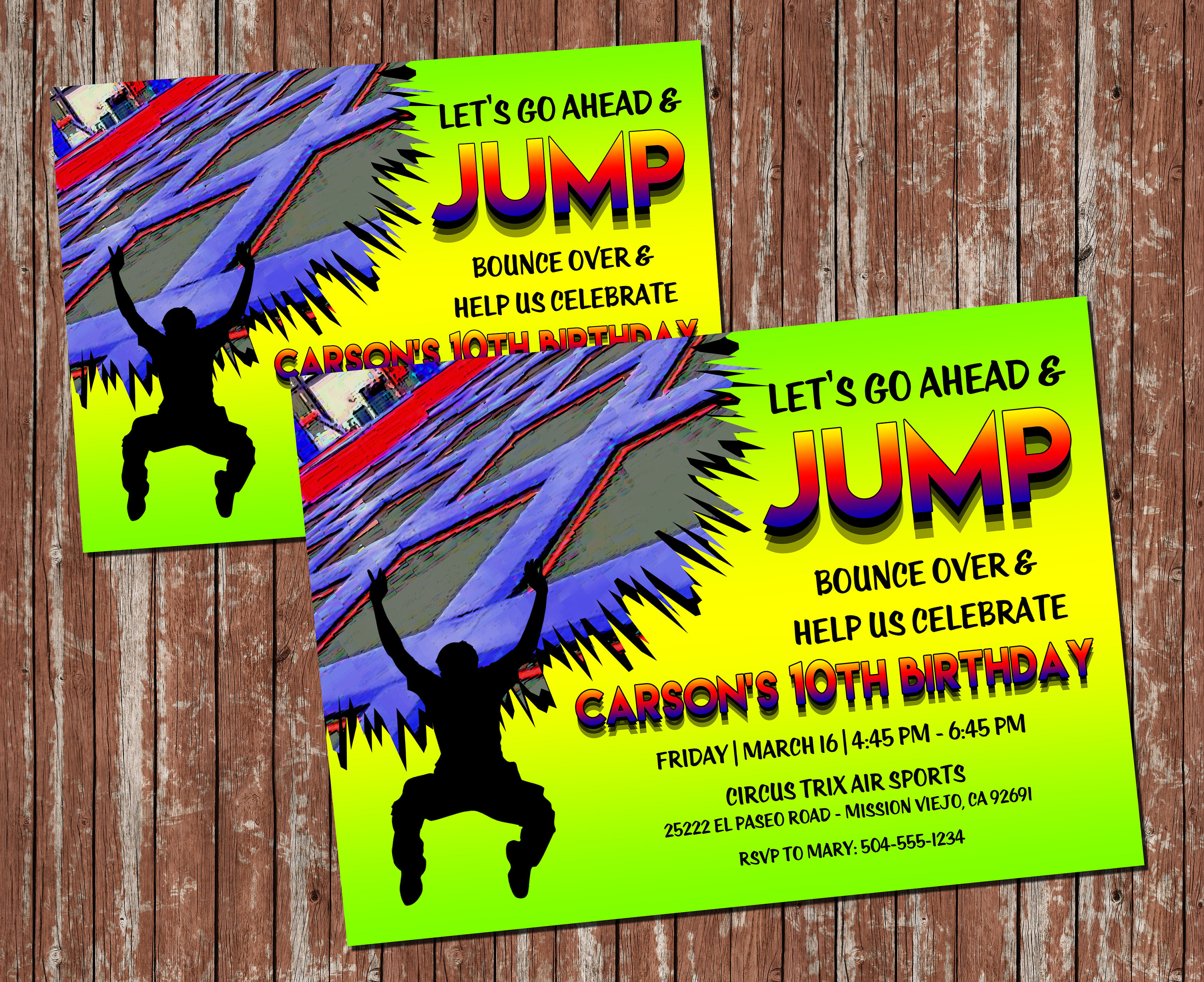 Trampoline Invitation, Trampoline Park Invitation, Trampoline Party